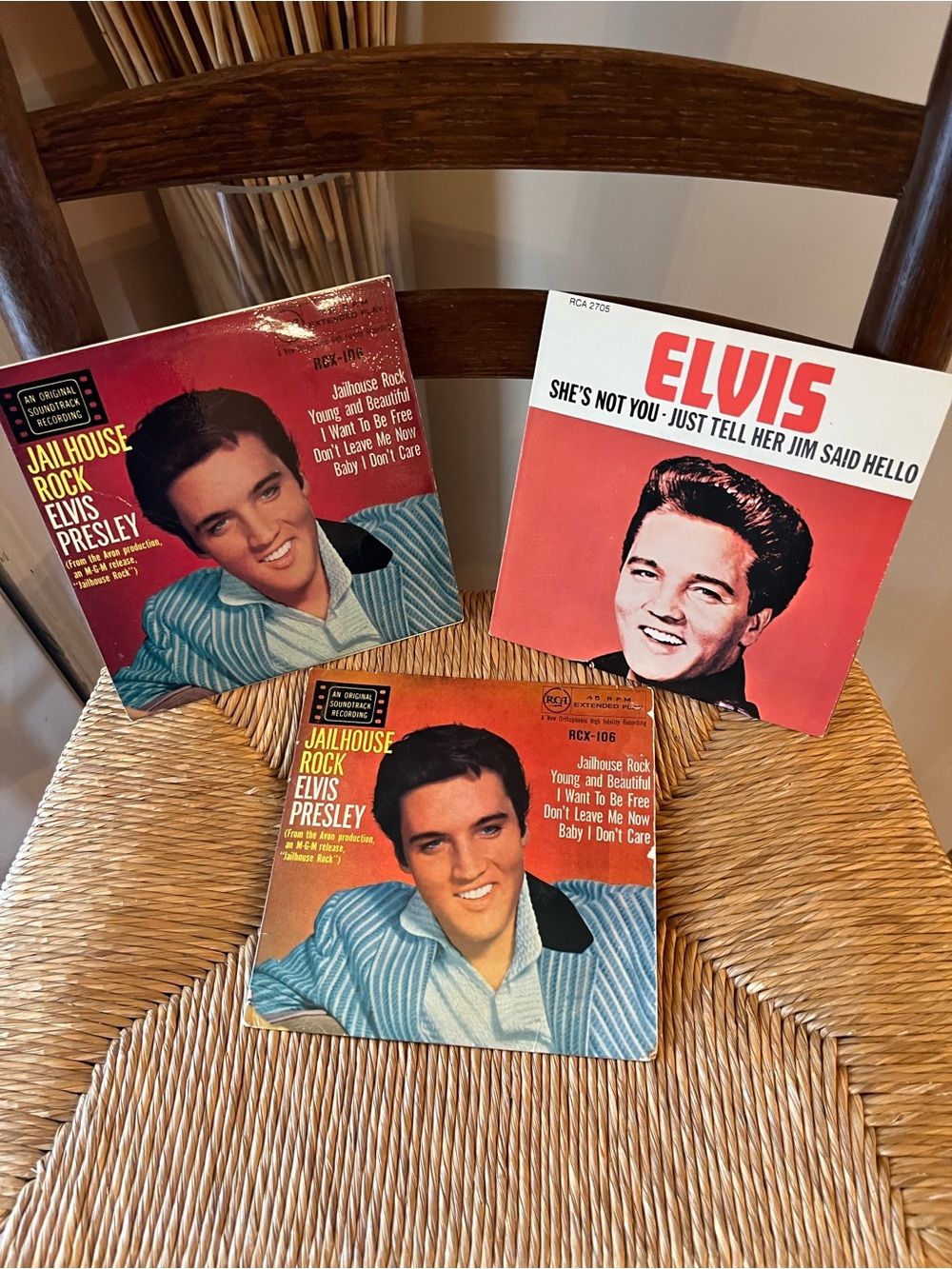 Vintage Elvis Presley 45 RPM Record Lot of 3 w/ Original Picture Sleeves